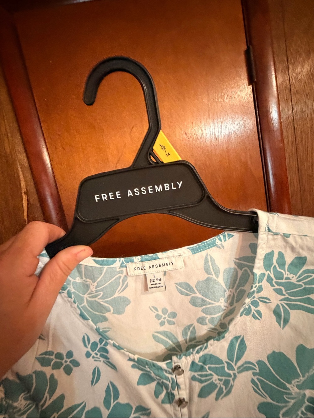 Free Assembly Teal Floral Button-Front Top